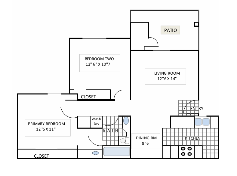 Roosevelt Floor Plan at Lincoln Park Apartments, Corona, 92882