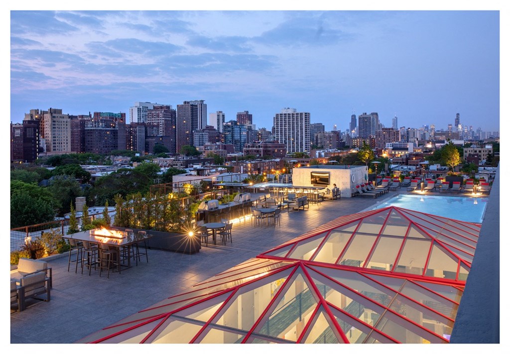 a view of the city from the top of a building
