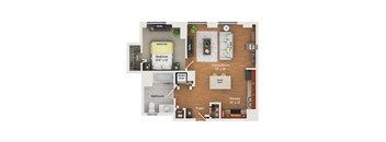 63 E Lake A1 One Bedroom Floor Plan