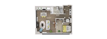 63 E Lake A2 One Bedroom Floor Plan