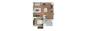 63 E Lake A3 One Bedroom Floor Plan