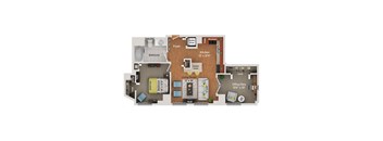63 E Lake B1 Two Bedroom Floor Plan