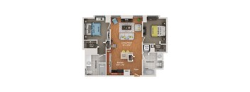 63 E Lake B2 Two Bedroom Floor Plan