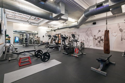 63 E Lake Apartments Fitness Center with Cardio Equipment
