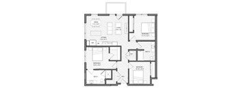 A black and white image of a house floor plan.