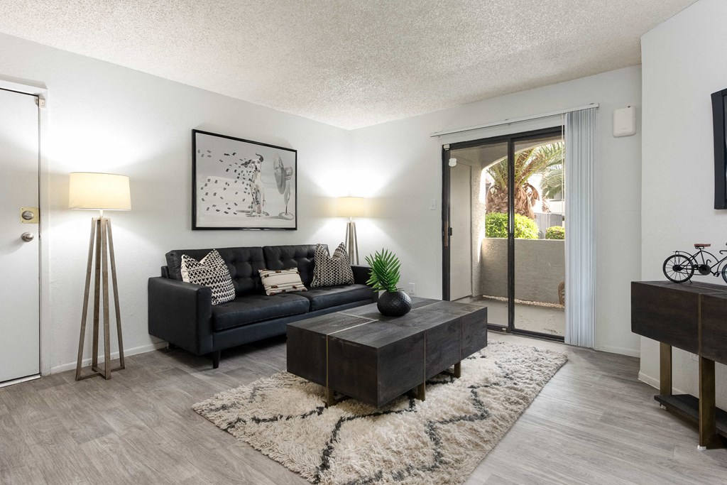 a living room with a couch and a coffee table