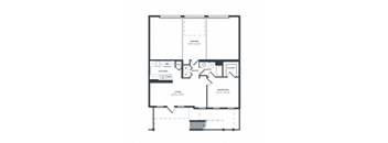 Floor plan of a 1 bedroom 1 bathroom unit