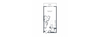 a floor plan of a house with a bedroom and a living room