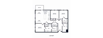 A black and white image of a floor plan for a 1,229 square foot home.