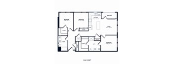A floor plan of a 1,261 square foot home.