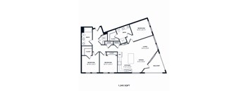 A floor plan of a 1,345 square foot home.