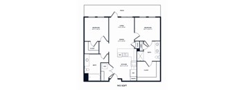 A floor plan of a 943 square foot home.