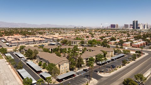 an aerial view of the city