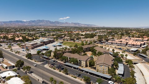 an aerial view of the city
