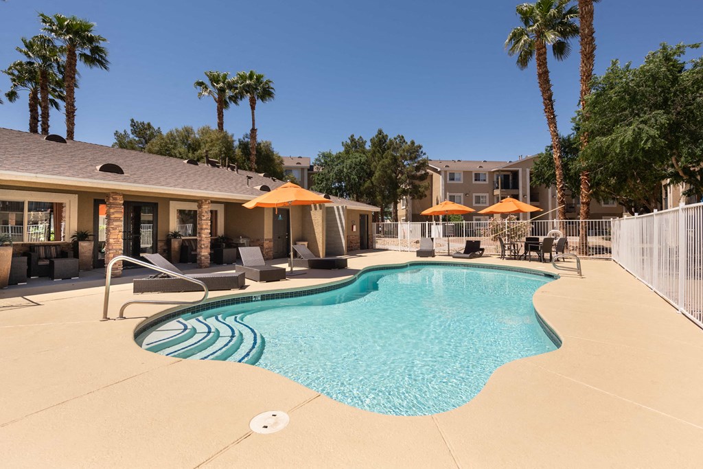 the swimming pool at our apartments in palm springs