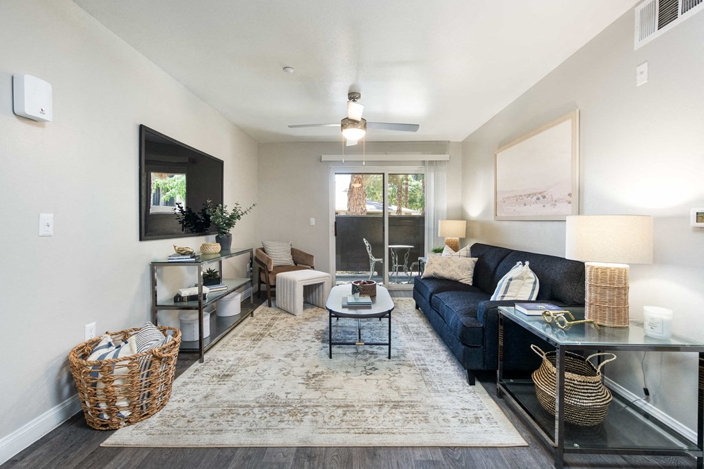 a living room with a couch and a coffee table