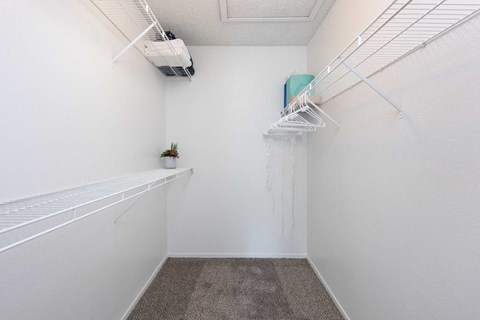 our apartments have a spacious walk in closet with hooks