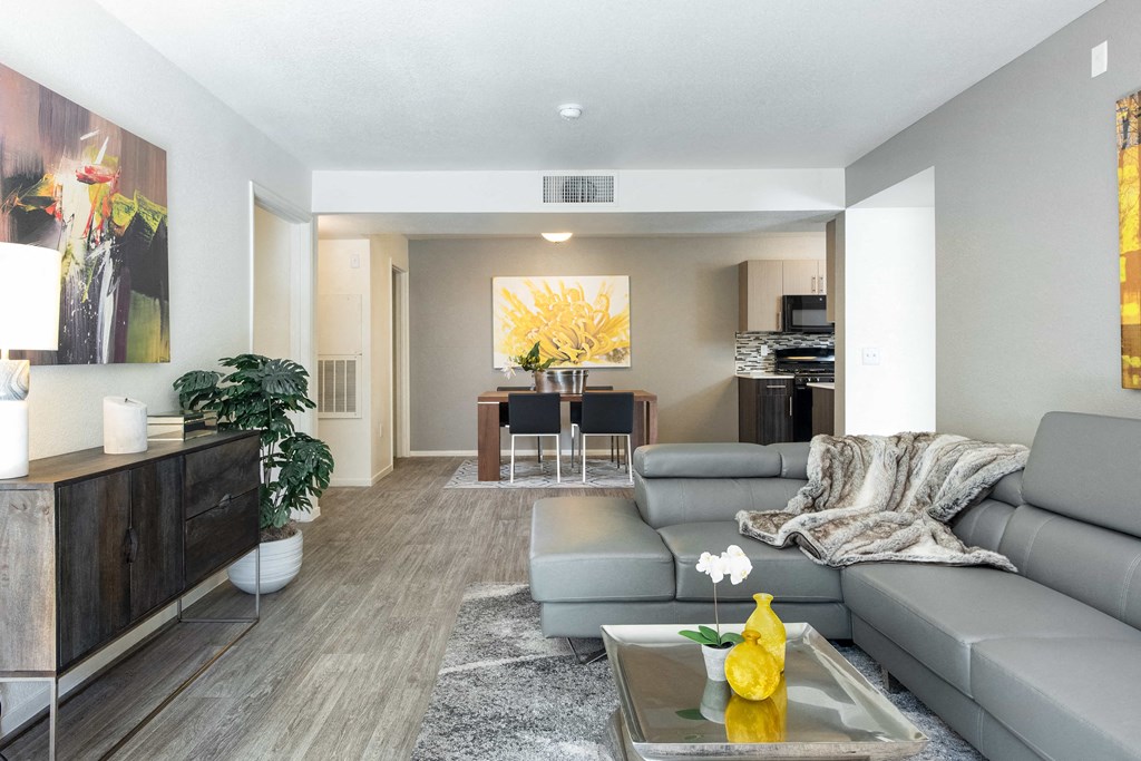 a living room with a couch and a coffee table