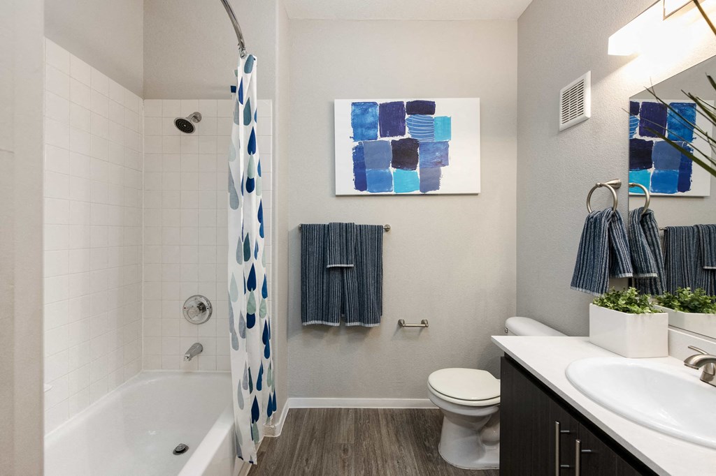 a bathroom with a shower and a toilet and a sink