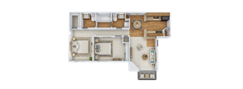 A detailed floor plan of a house with a kitchen, living room, and bathroom.