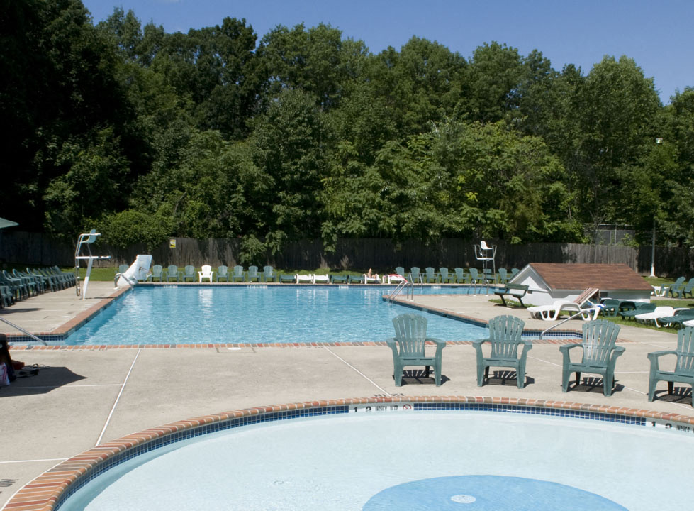 Two sparkling pools with poolside lounge at Troy Hills Village in Parsippany, NJ,07054