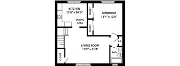 The Alpine I No Balcony One Bedroom One Bathroom Apartment at Troy Hills Village in Parsippany, NJ,07054
