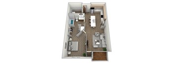 a floor plan of a 1 bedroom apartment at the village at mill landing at Pinehurst Apartments, Minnesota, 56425