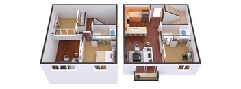 a floor plan of a one bedroom apartment with two bathrooms and a balcony