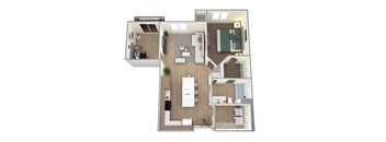 bedroom floor plan an in 2d  at Bella Rose Apartments, Hudson, WI, 54016