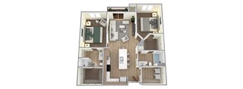 2 Bed 2 Bath Floor Plan at Bella Rose Apartments, Hudson, WI