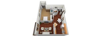 1 Bed 1 Bath Floor Plan at Dock 9 Apartments, Fargo