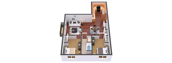 a sq. ft. apartment with a large living room and a dining room