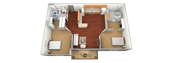 a floor plan of a two bedroom apartment at Northridge Apartments, Pine City, 55063