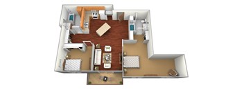 a floor plan of a two bedroom apartment  at Northridge Apartments, Minnesota, 55063