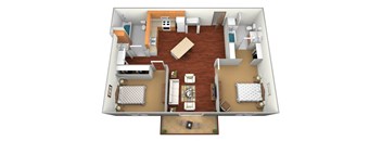 a floor plan of a two bedroom apartment at Northridge Apartments, Minnesota, 55063