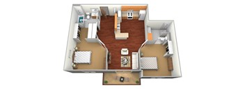 a floor plan of a two bedroom apartment at Northridge Apartments, Pine City, Minnesota