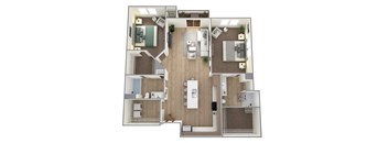 a floor plan of a 3 bedroom apartment at the residences at silver hill in suitland  at Bella Rose Apartments, Wisconsin,