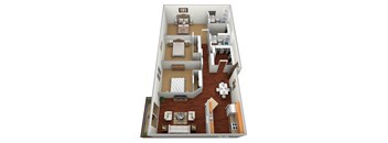 3 Bed 2 Bath Floor Plan at Dock 9 Apartments, North Dakota
