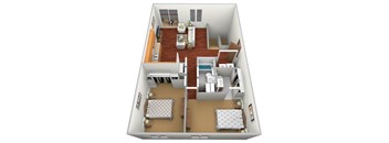 2 Bed 2 Bath Floor Plan at Jacobs Square Apartments, St. Cloud