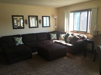 Modern Living Room View at Jacobs Square Apartments, St. Cloud, 56303