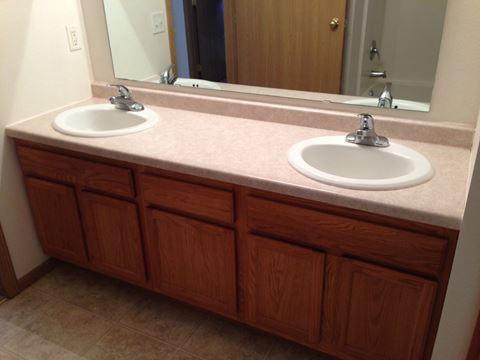 Bathroom - Double Sink at Cedar Ridge Apartments, Clearwater, 55320