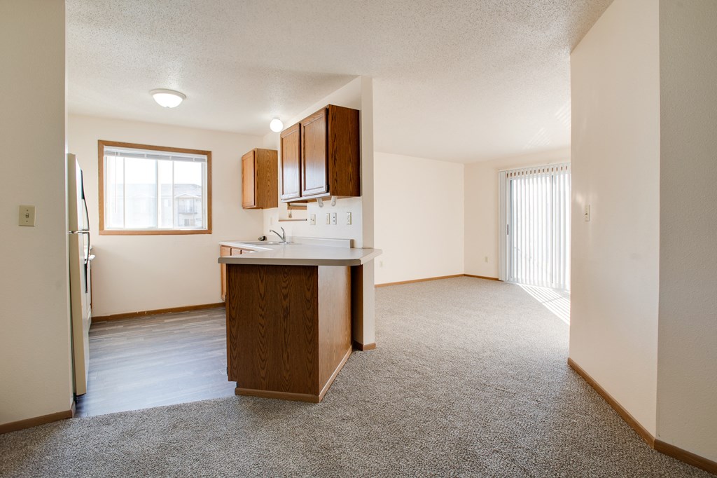 Living Room and Kitchen at Dock 9 Apartments, North Dakota