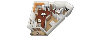 1 Bed 1 Bath Floor Plan at Osgood Place Apartments, Fargo, 58104