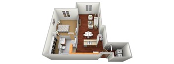 1 Bed 1 Bath Floor Plan at Osgood Place Apartments, Fargo, ND