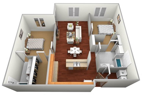 2 Bed 2 Bath Floor Plan at Osgood Place Apartments, Fargo, ND, 58104