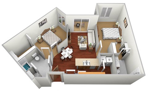 2 Bed 2 Bath Floor Plan at Osgood Place Apartments, Fargo, 58104