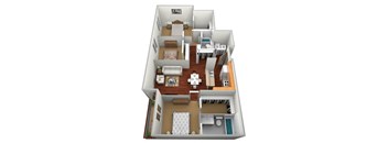 3 Bed 2 Bath Floor Plan at Osgood Place Apartments, ND, 58104