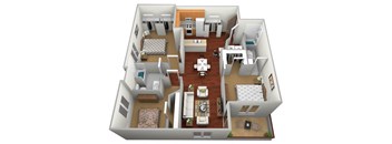 3 Bed 2 Bath Floor Plan at Osgood Place Apartments, ND, 58104