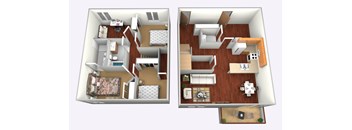 3 Bed, 2 1/2 Bath-Office Floor Plan at Courtyard Townhomes, Minnesota, 56560