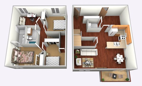 3 Bed, 2 1/2 Bath-Office Floor Plan at Courtyard Townhomes, Minnesota, 56560
